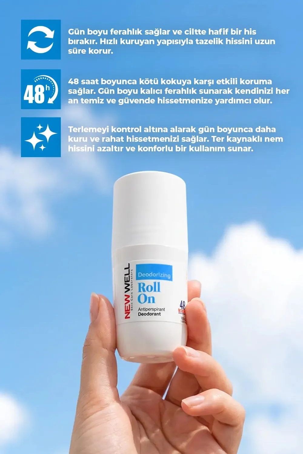 New Well Blue déodorant roll-on frais 75 ml