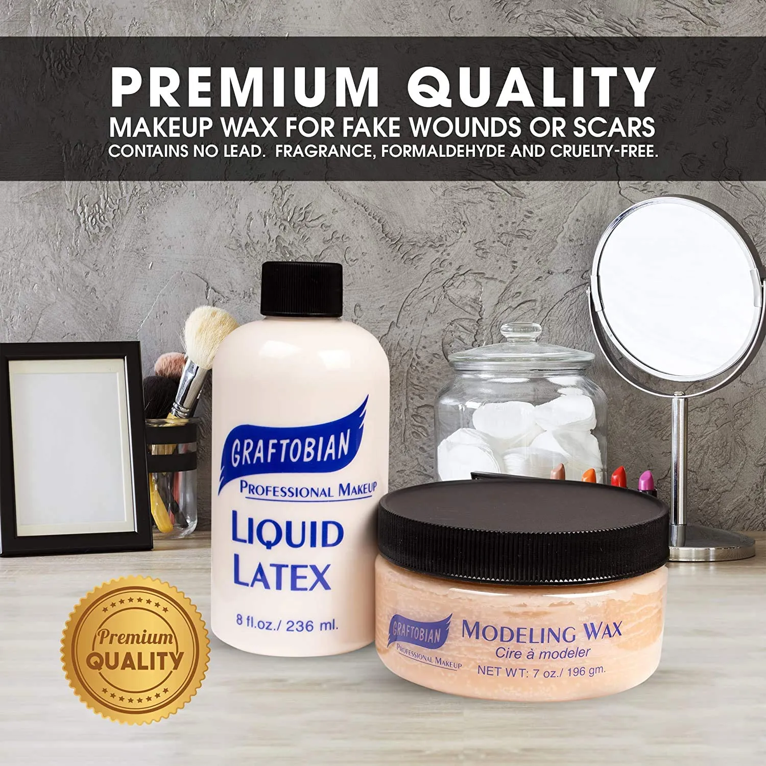 Graftobian Liquid Latex 8oz + Scar Wax 7oz kit SFX