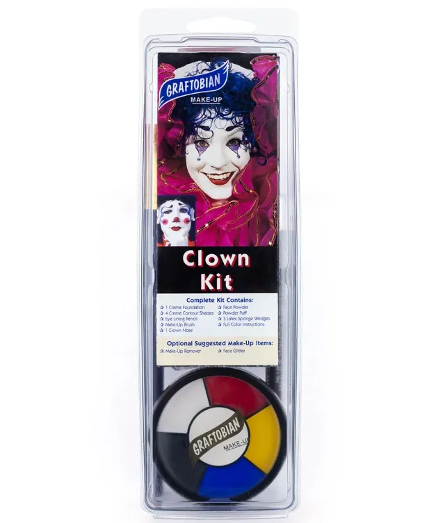 Graftobian Clown Kit maquillage crème 6 couleurs + nez