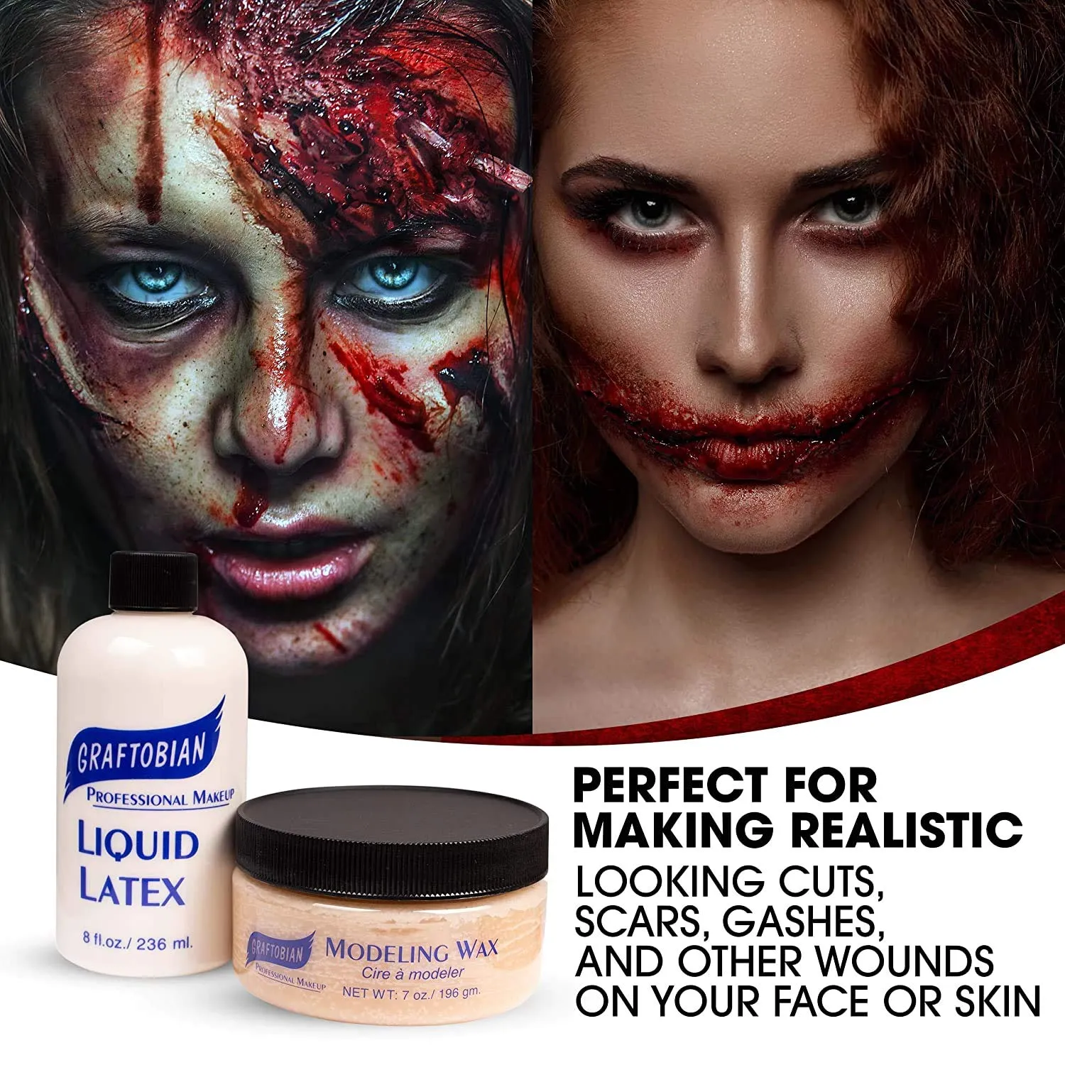 Graftobian Liquid Latex 8oz + Scar Wax 7oz kit SFX