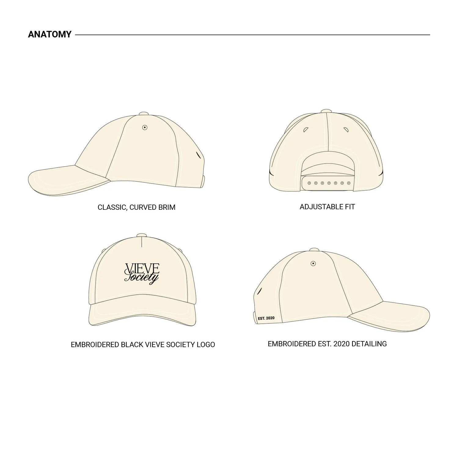 Vieve Society Cap casquette coton beige ajustable