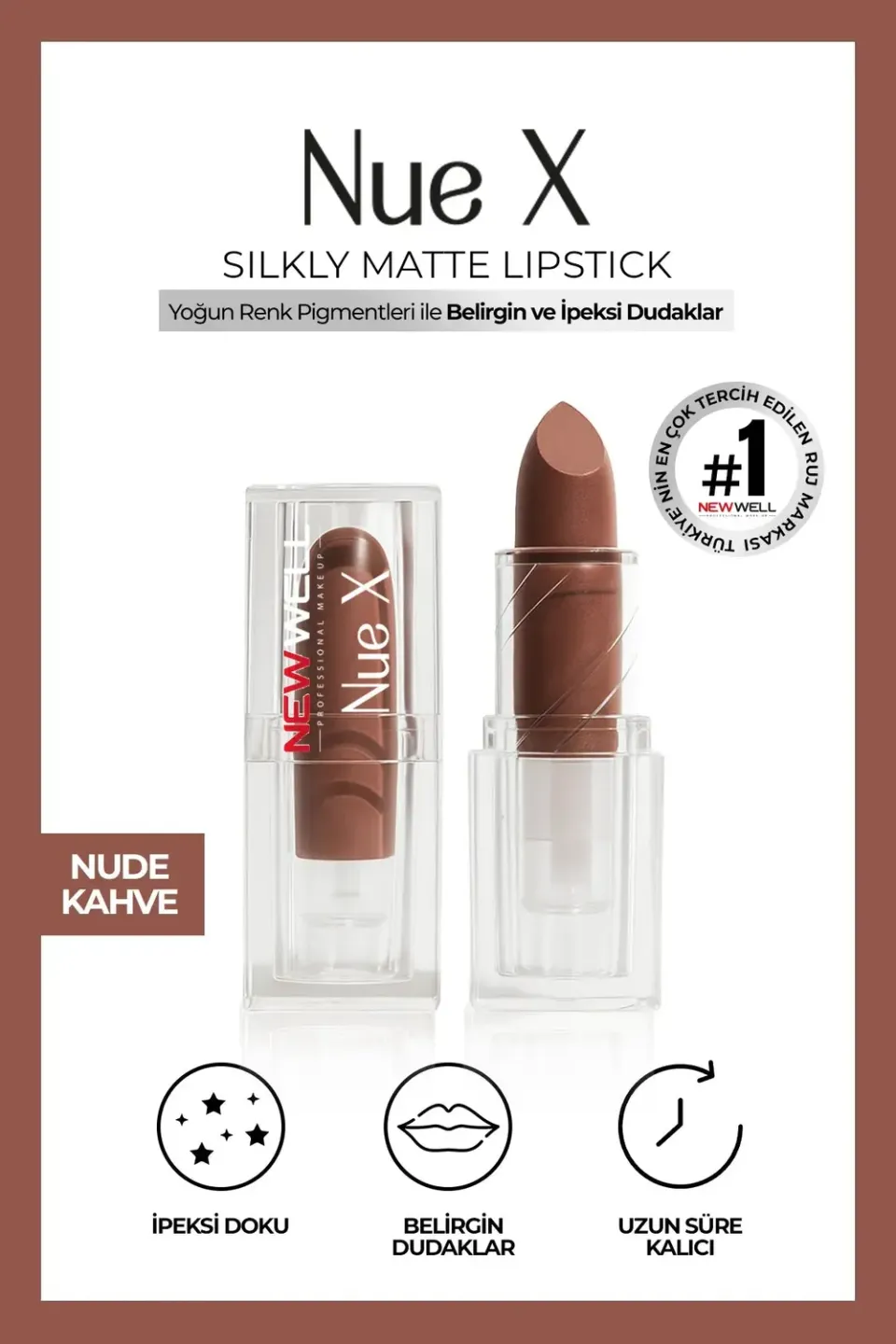 New Well Nue X rouge à lèvres mat 04 nude coffee