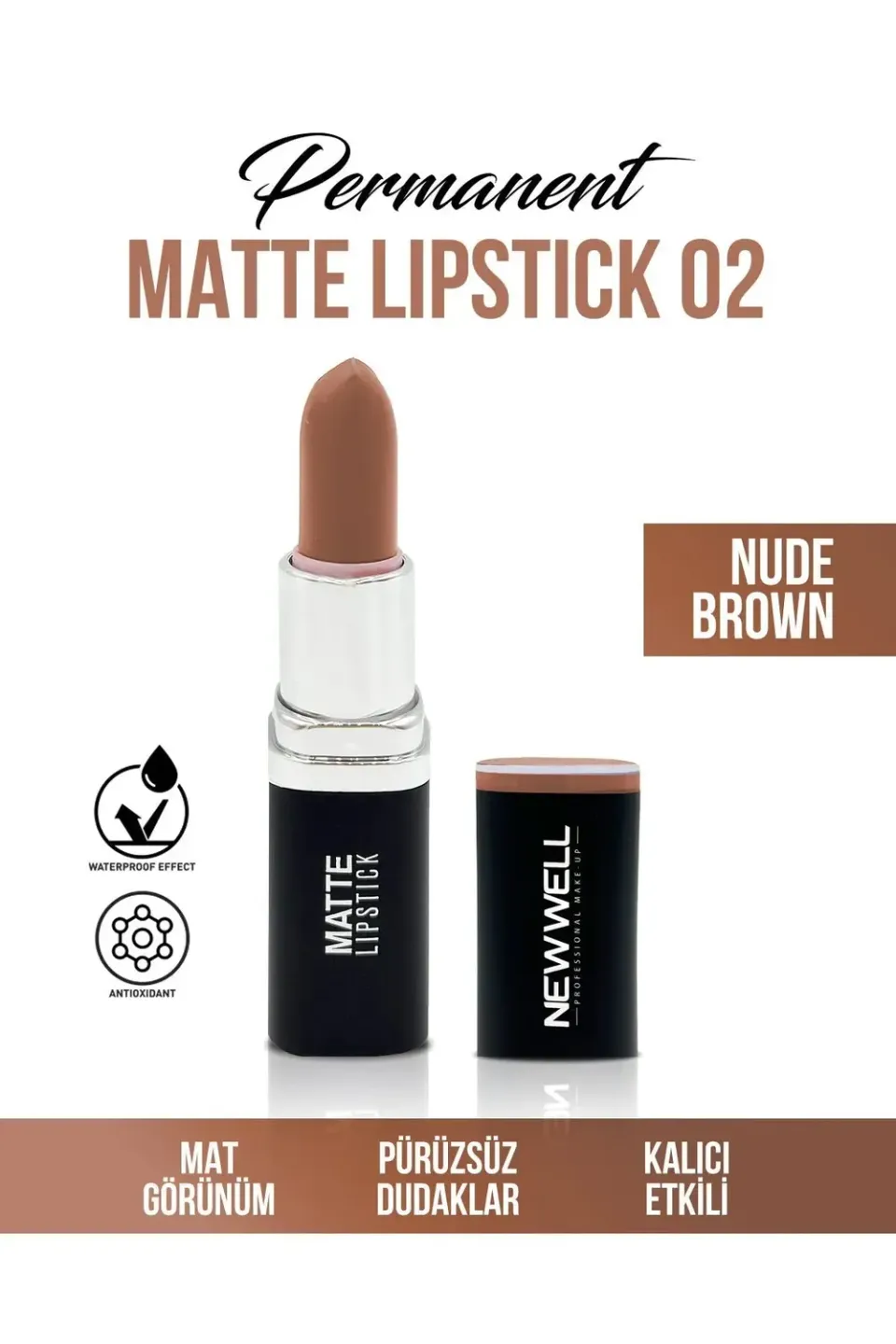 New Well Permanent Matte rouge à lèvres 02 nude brown