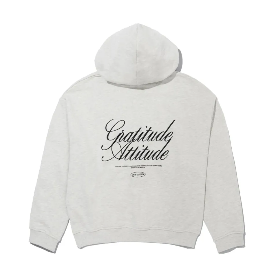 Vieve Gratitude Attitude hoodie sweat gris clair