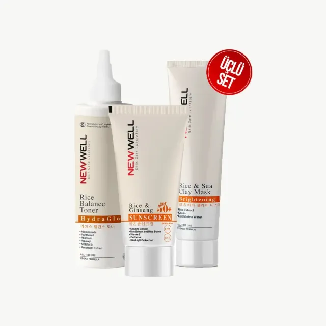 New Well Rice Coffret Soin Visage 3 pièces SPF 50+ éclat