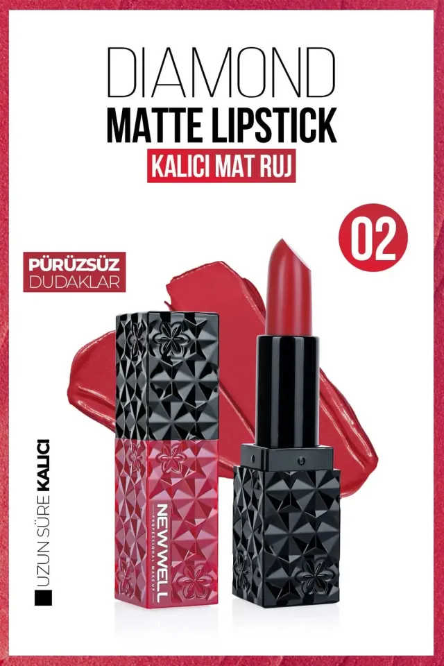 New Well Diamond Matte rouge à lèvres mat 02 longue tenue