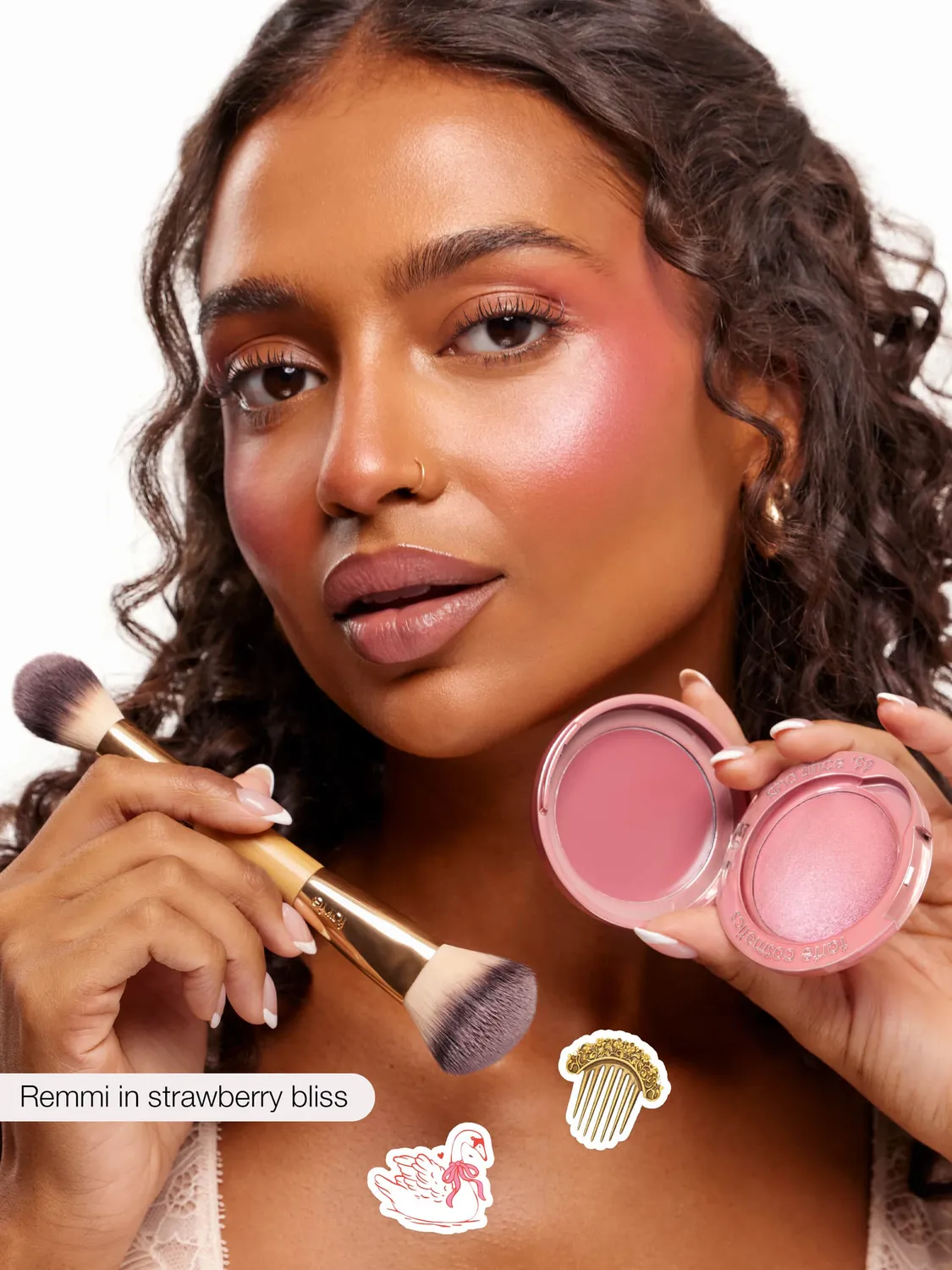 Tarte Double-Ended pinceau blush crème et poudre multi