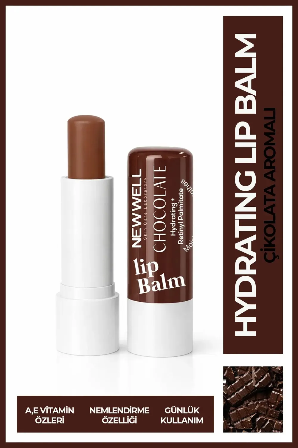 New Well baume à lèvres 4 g chocolat hydratant