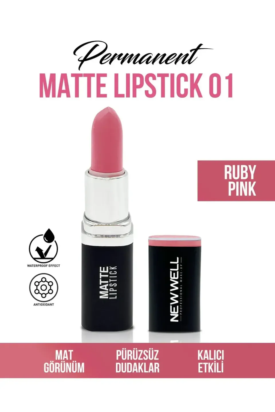 Newwell Permanent Matte rouge à lèvres 01 Ruby Pink