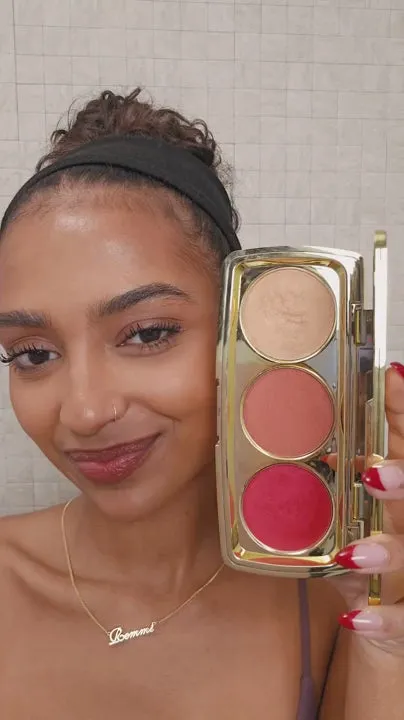 Tarte Highlight Reel palette joue blush highlighter + pinceau