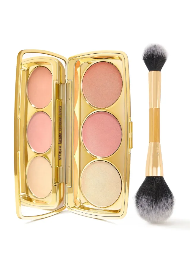 Tarte Highlight Reel palette joue blush highlighter + pinceau