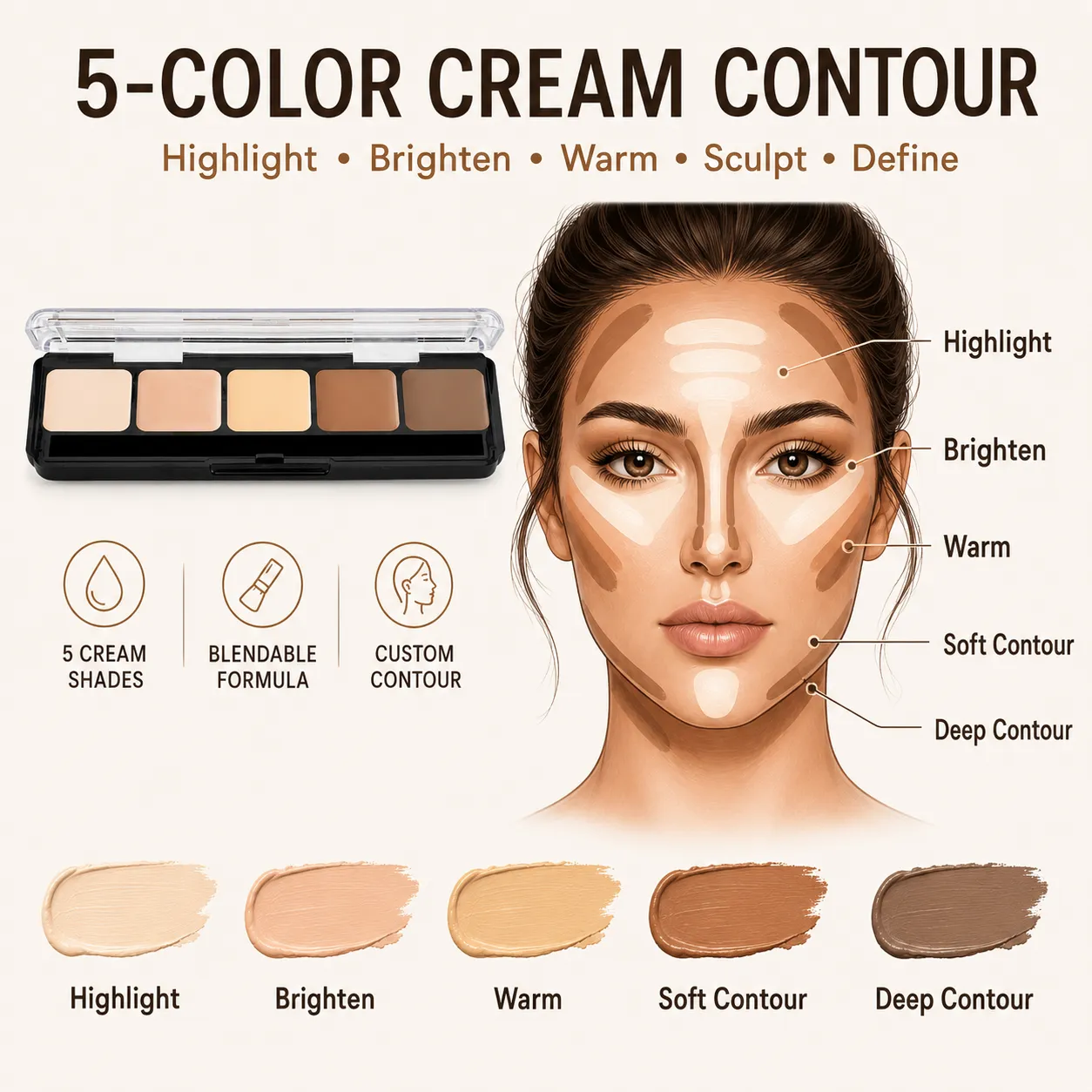 Graftobian Glamour Crème Contour & Highlight palette contour 11 g
