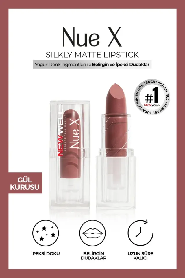 Newwell Nue X Silkly rouge à lèvres mat rose séché 02
