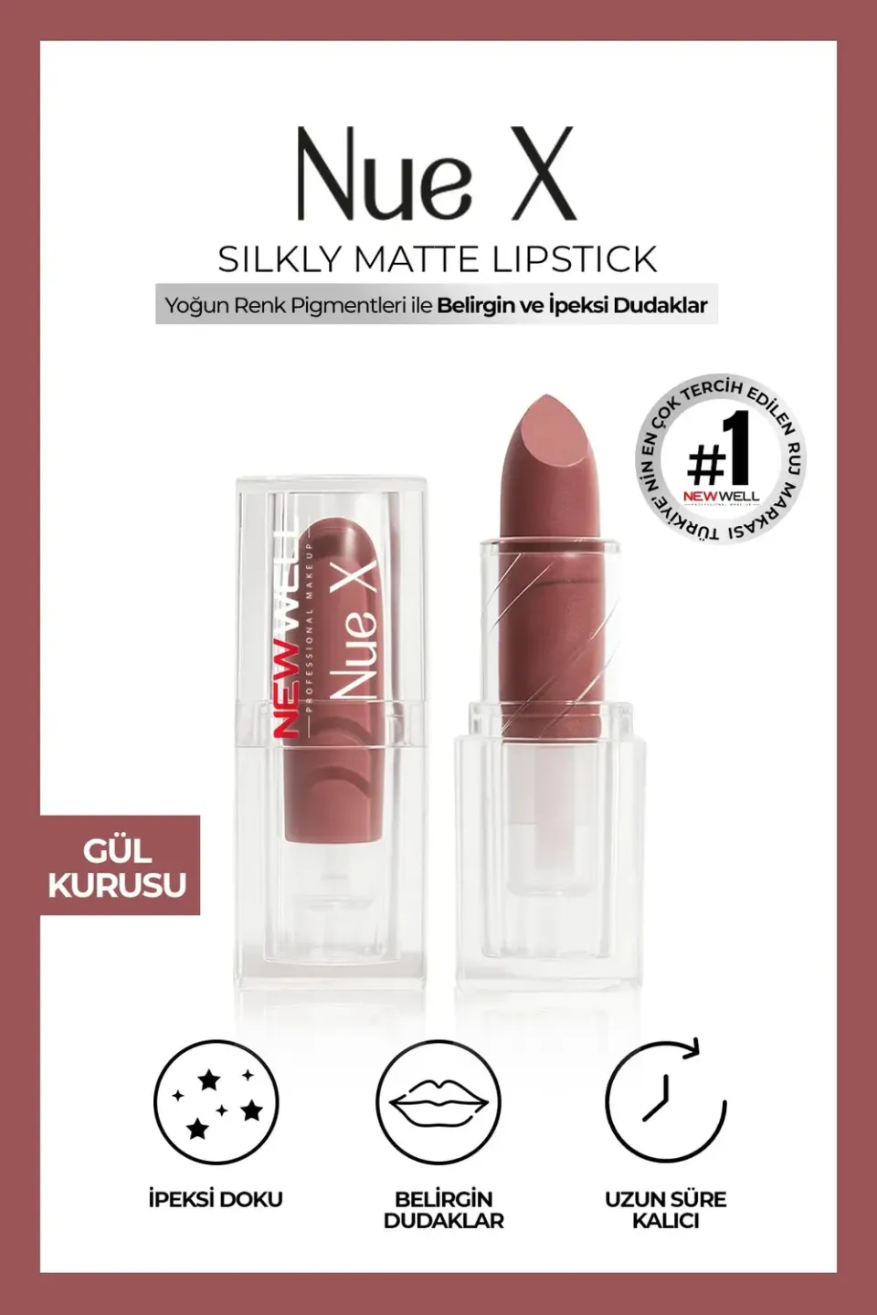 Newwell Nue X Silkly rouge à lèvres mat rose séché 02