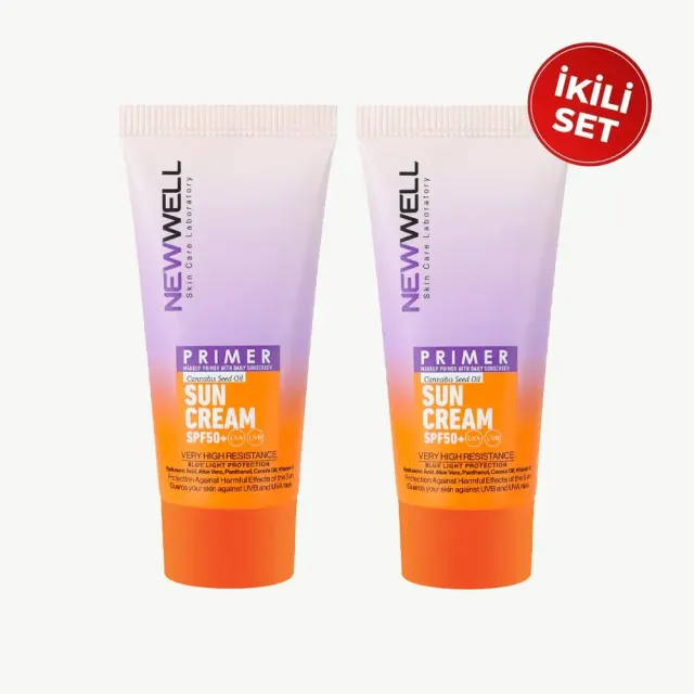 New Well base maquillage solaire SPF50+ éclat 2x50 ml