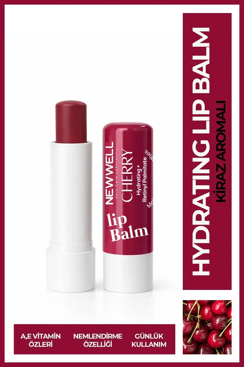New Well Baume à Lèvres Cerise Hydratant Stick 4 g