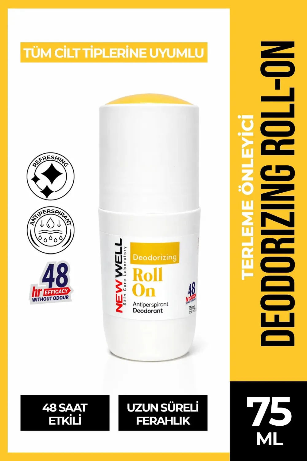 New Well déodorant roll-on jaune anti-transpirant 75 ml 48h