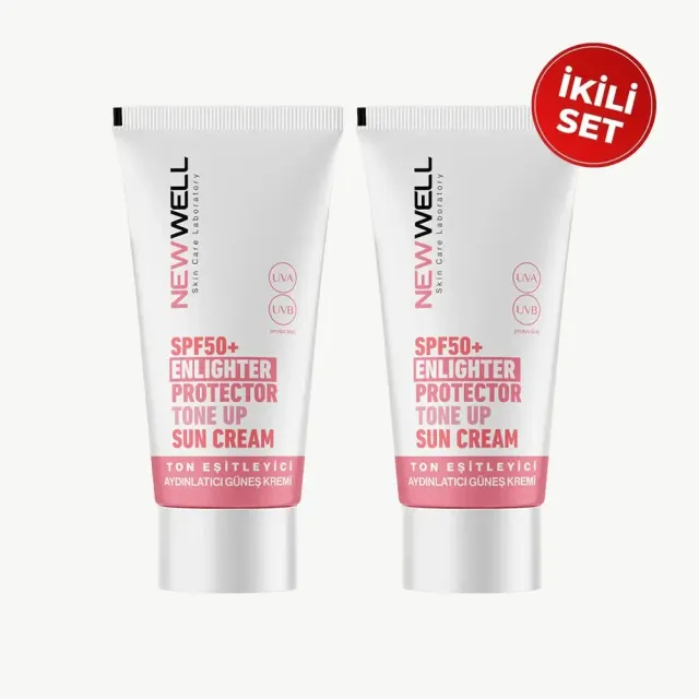 Newwell crème solaire visage SPF50+ rose 2x50 ml éclat
