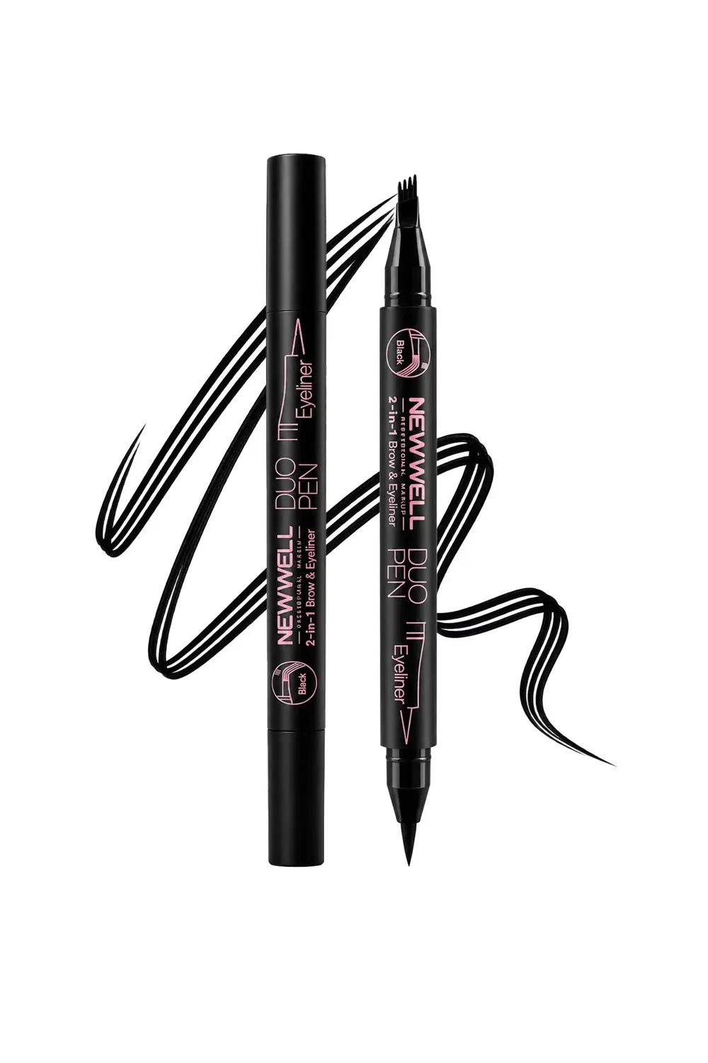 New Well Duo Pen 2-en-1 Sourcils Eyeliner Noir 01 2 ml