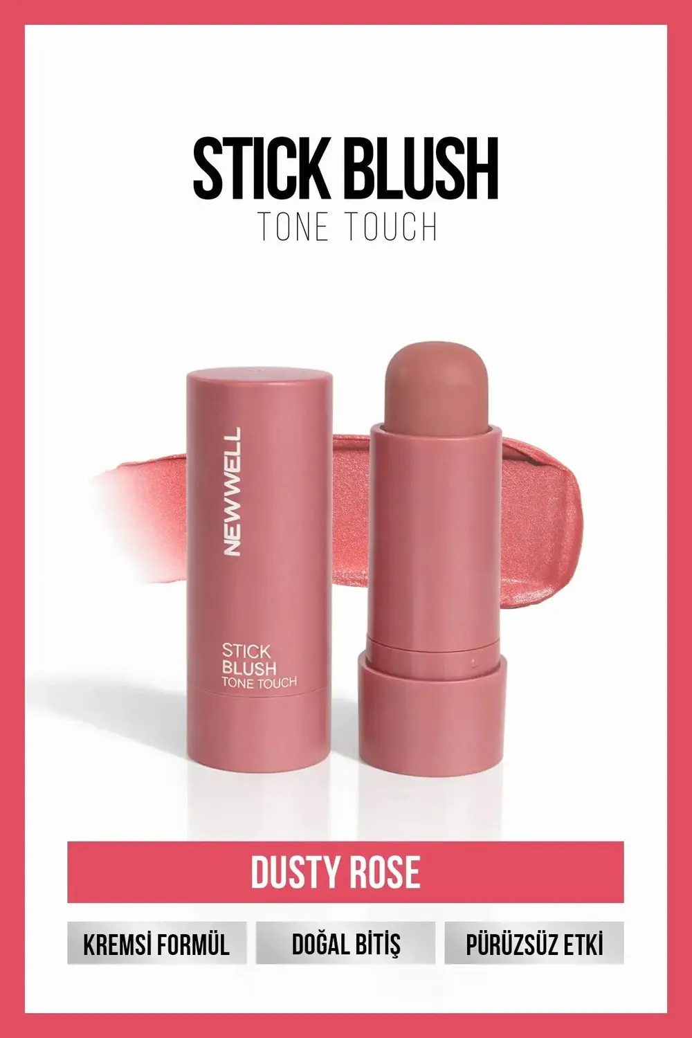 New Well Tone Touch Dusty Rose 02 blush stick rose poudré