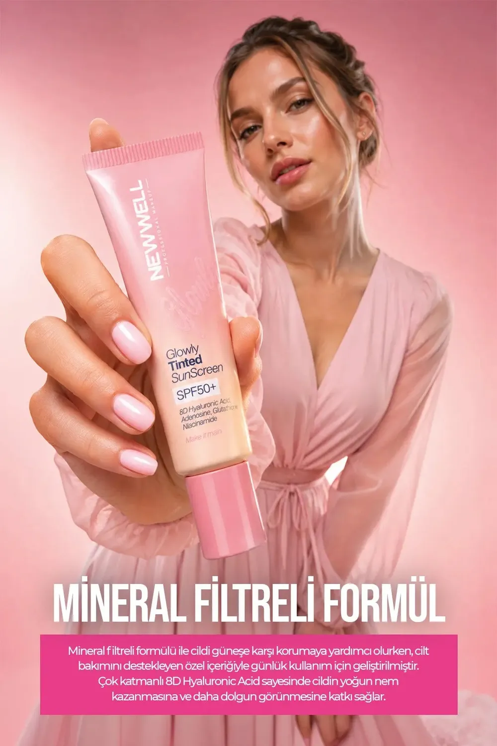 New Well Glowly solaire minéral teinté SPF50+ 35 ml