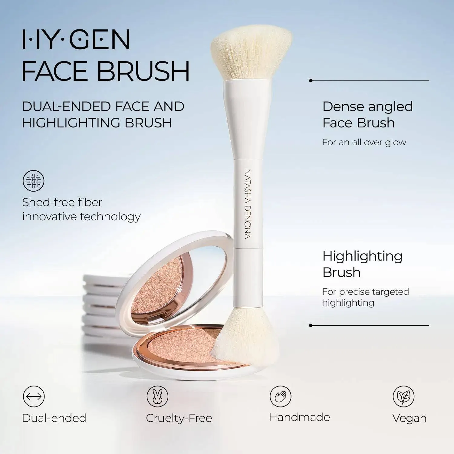 Natasha Denona Hy-Gen pinceau visage double embout vegan
