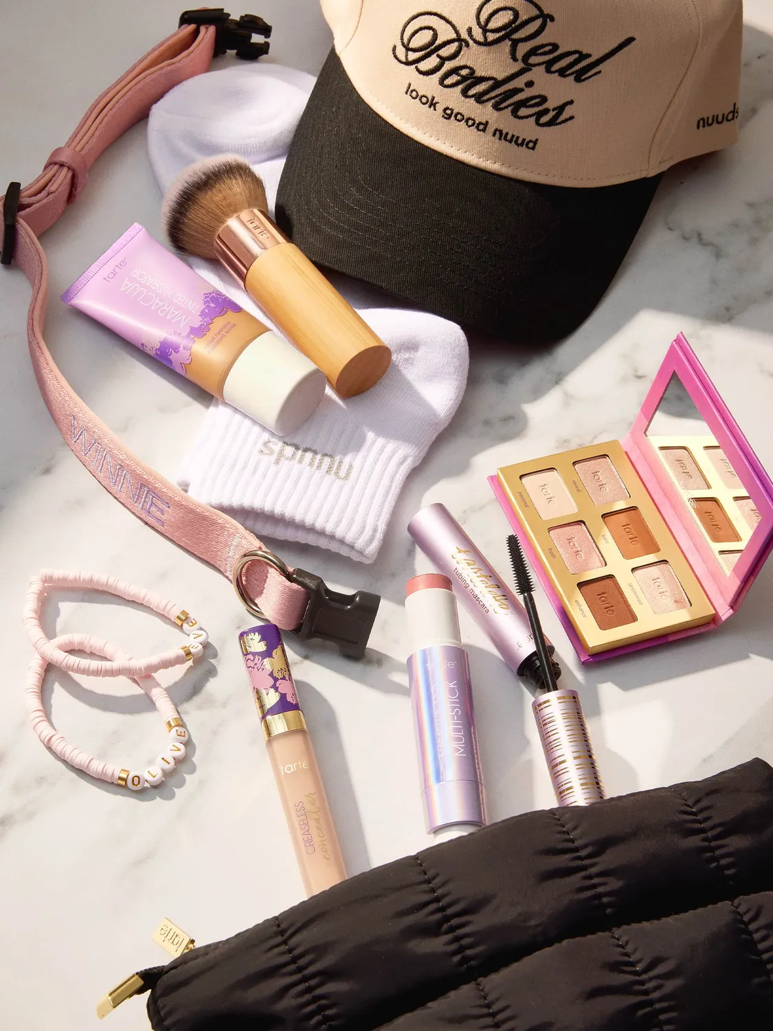 Tarte Puffy trousse maquillage noire matelassée