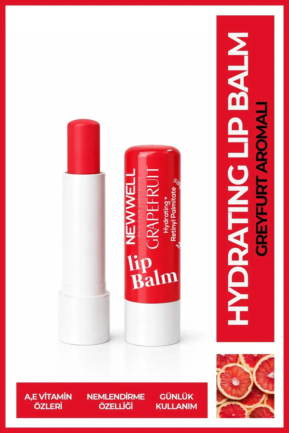 Newwell Baume à Lèvres Pamplemousse 4 g Vitamine E