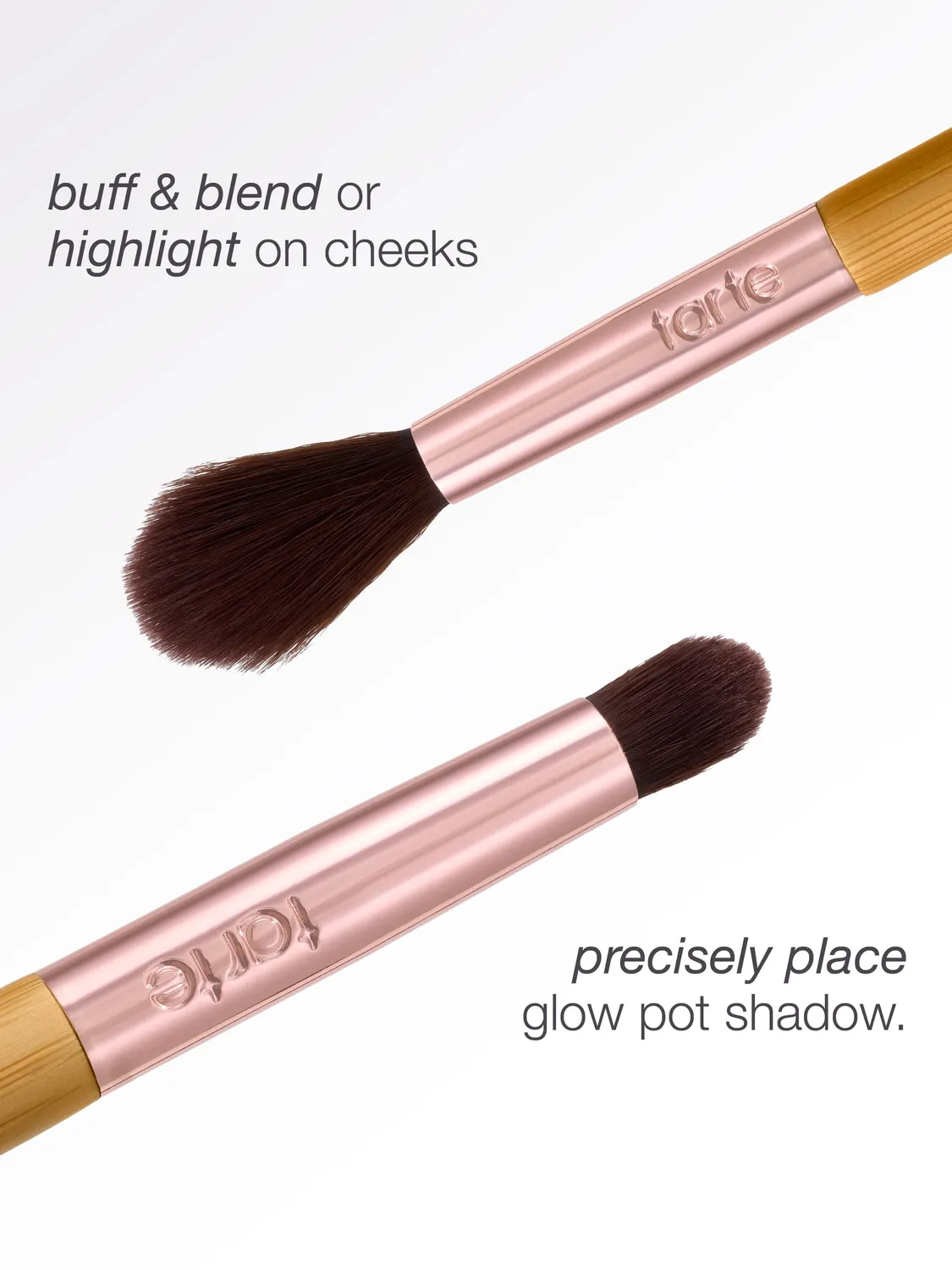 Tarte Glow Pot pinceau yeux et joues double embout