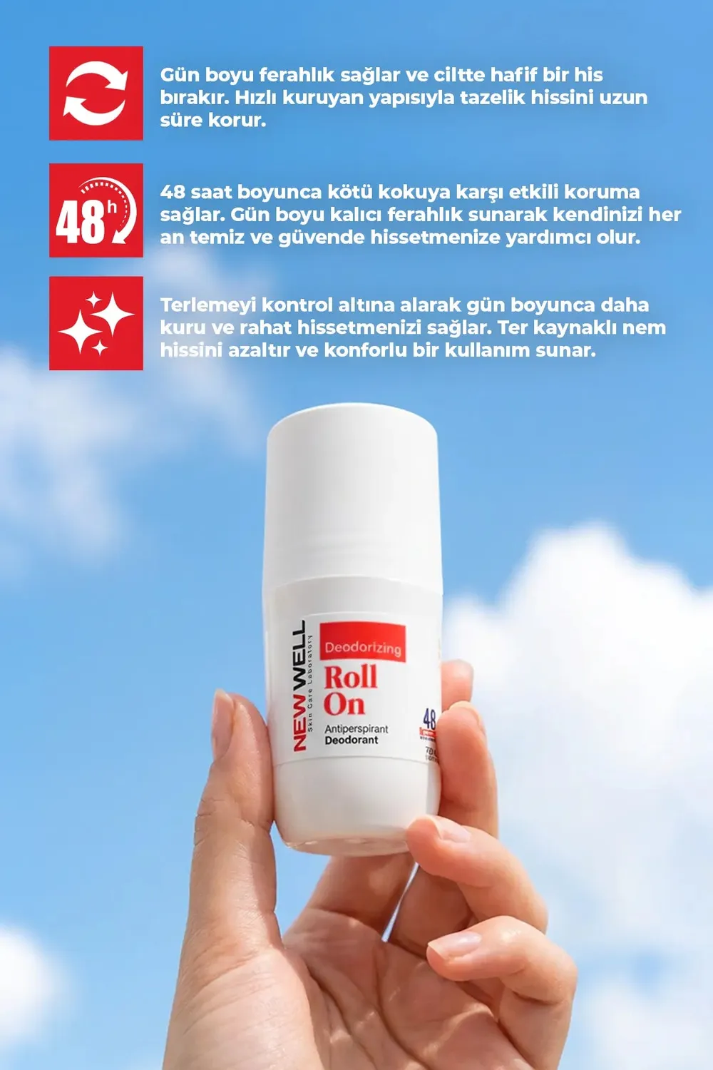 New Well déodorant roll-on rouge 75 ml 48h