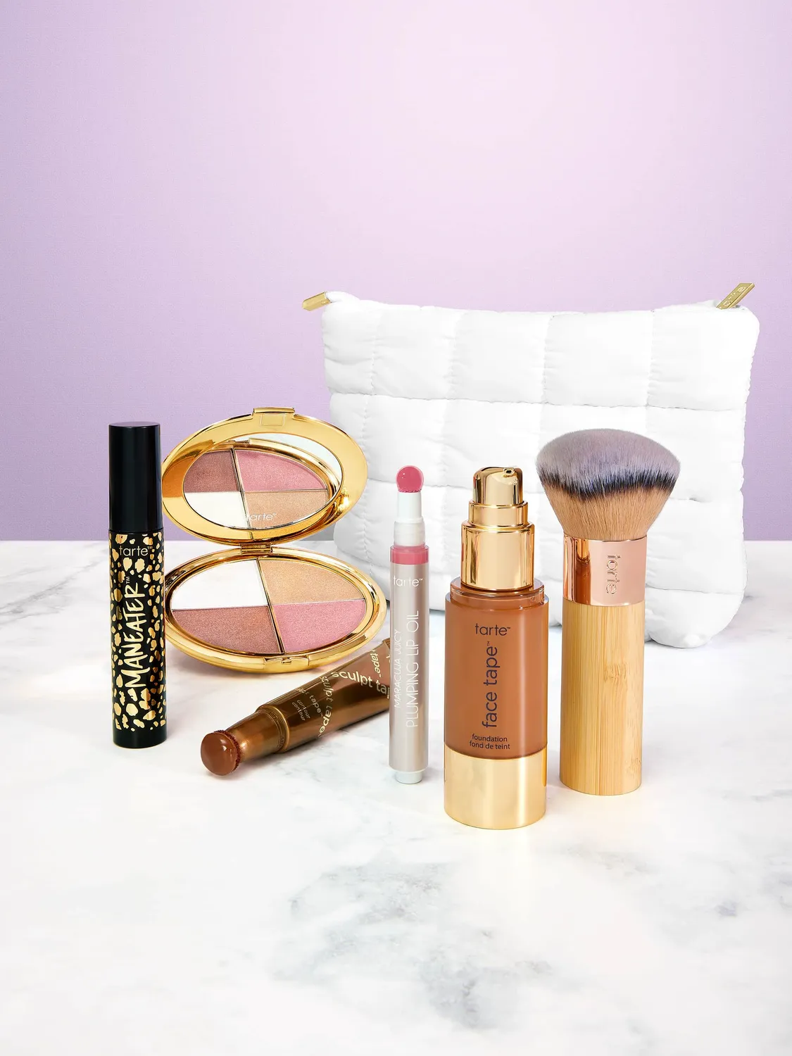 Tarte Puffy trousse maquillage blanche matelassée voyage