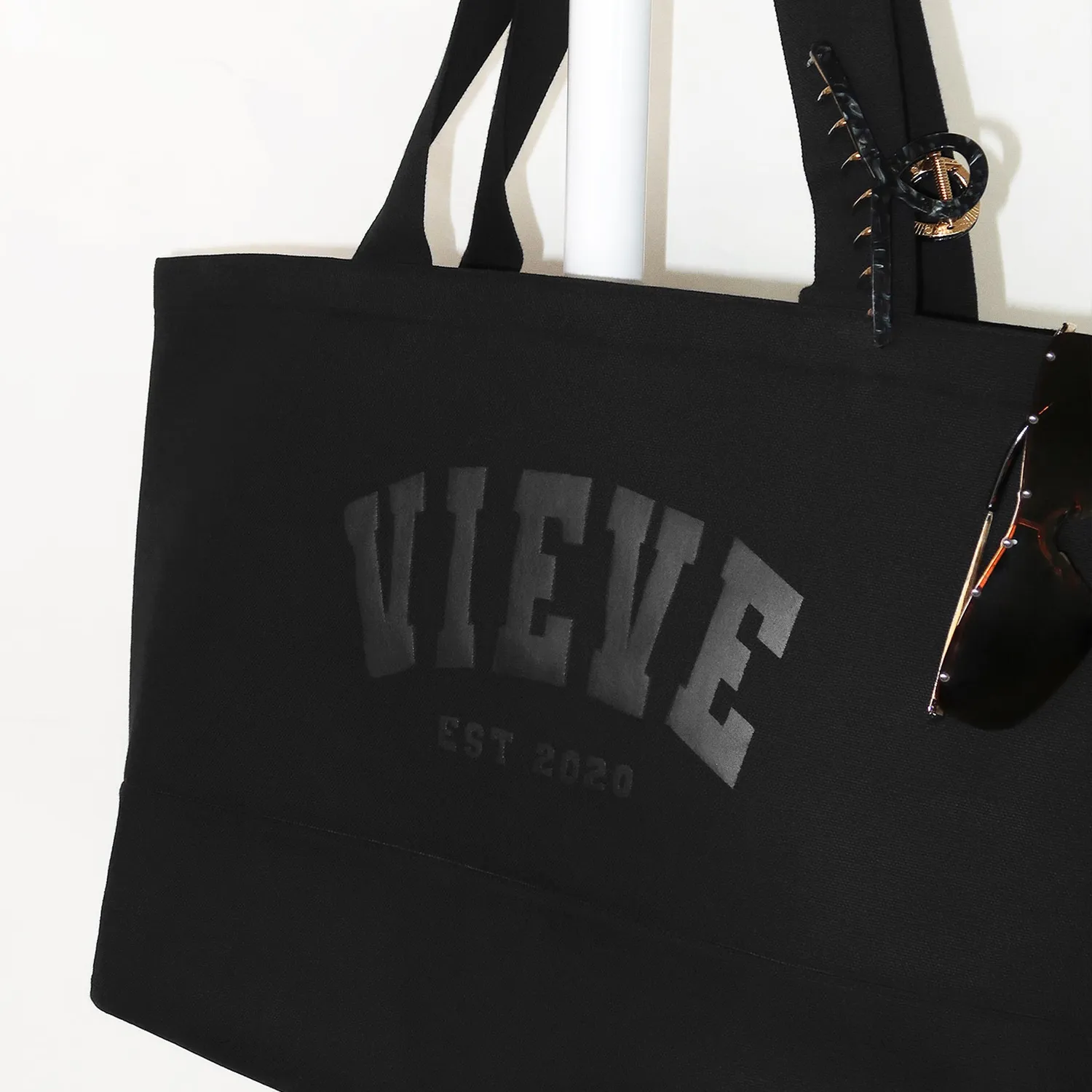 Vieve Varsity Tote 2.0 tote bag coton noir