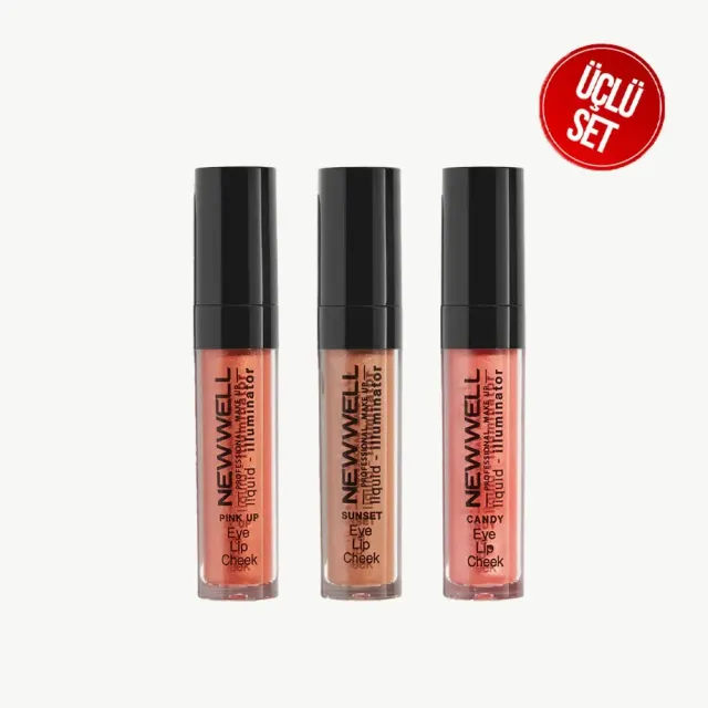 New Well blush liquide illuminateur 3-en-1 3 pcs