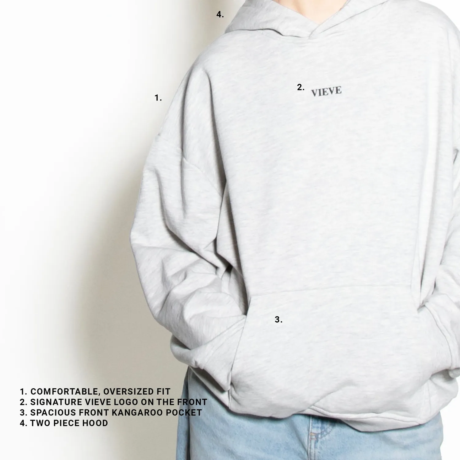 Vieve Gratitude Attitude hoodie sweat gris clair