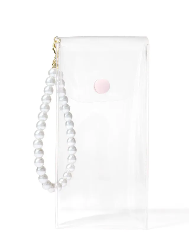 Tarte pochette réutilisable dragonne perles trousse transparente multi