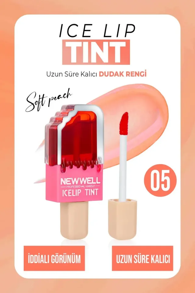 New Well Ice Lip Tint 05 Soft Peach 6 ml pêche