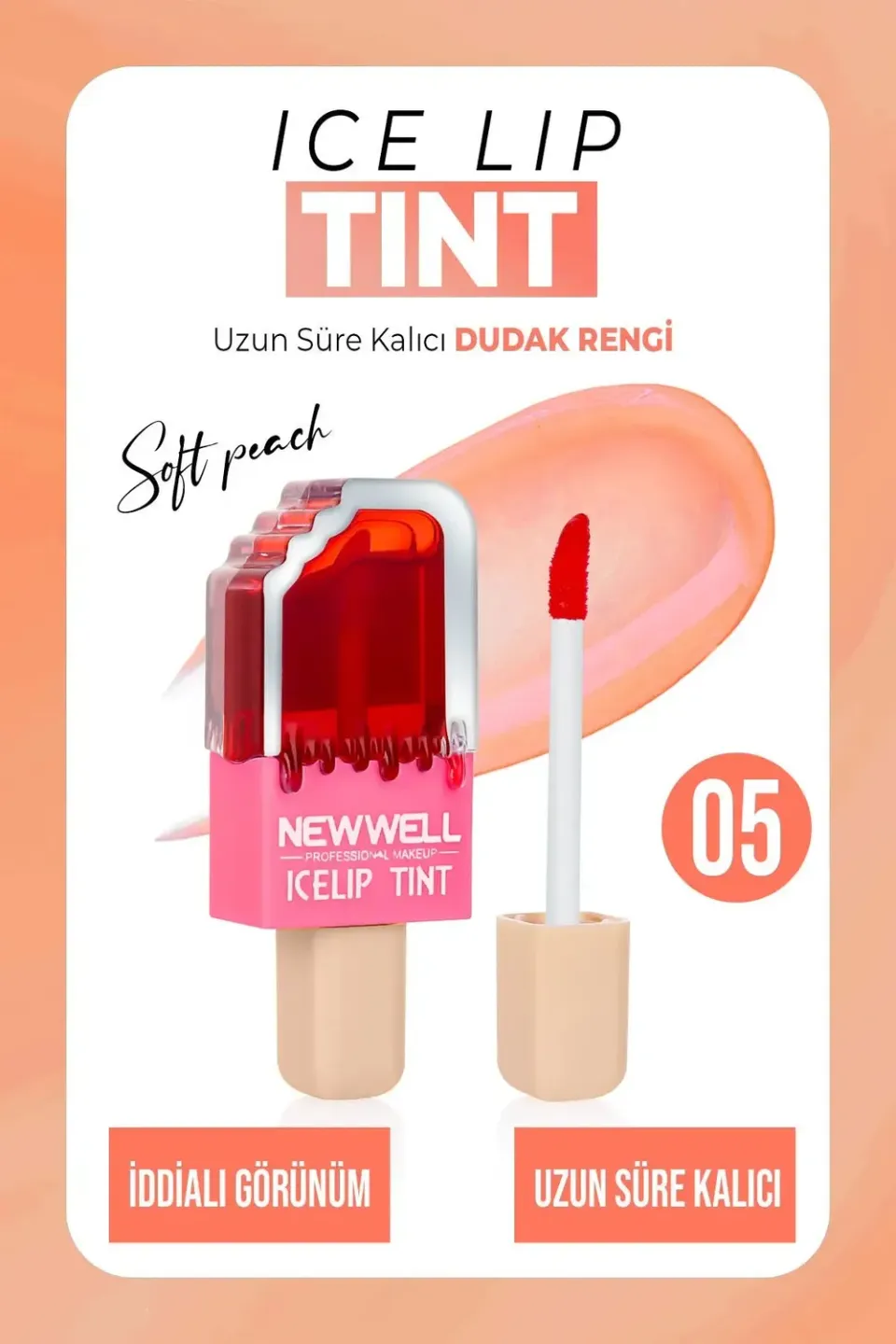 New Well Ice Lip Tint 05 Soft Peach 6 ml pêche
