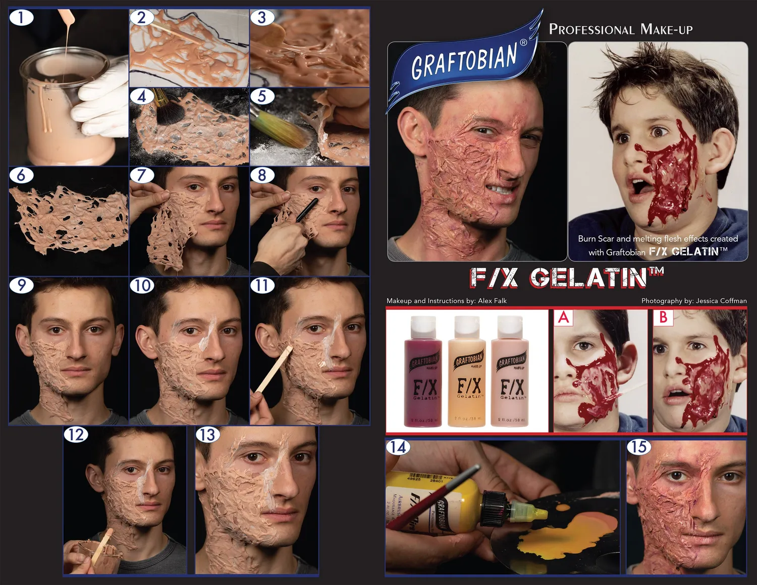 Graftobian F-X Gelatin gel effets spéciaux 3 teintes 58 ml